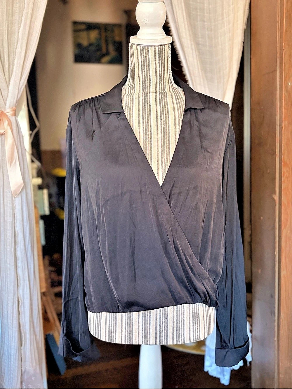 Anthropologie Maeve wrap blouse Wrap Blouse in Black Size XS NWT